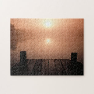 Wooden Jetty on Lake at Sunset New Orleans, LA Jigsaw Puzzle