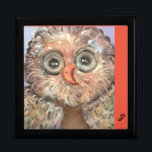 Wooden Jewellery Keepsake Box Original artwork OWL<br><div class="desc">This is a Large, Black lacquered wooden jewellery box! The interior is a soft felt... to protect your jewellery! The top ceramic tile inlay... has an original painting of mine. He's one of my favourite owls! He's cute, handsome and pretty cocky! Full of mischief, too! Hope you have one Hoot...</div>