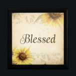 Wooden Jewellery Keepsake Box with Sunflowers<br><div class="desc">What a beautiful place to store jewellery,  little notes from loved ones,  or other special treasures!  The happy sunflowers will smile back at you each time you use this unique keepsake box.</div>
