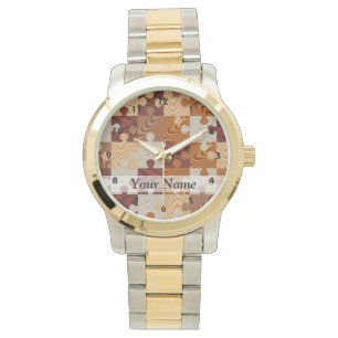Wooden jigsaw puzzle watch