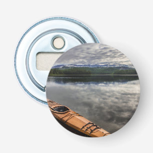 Wooden kayak on shore of Beaver Lake Bottle Opener