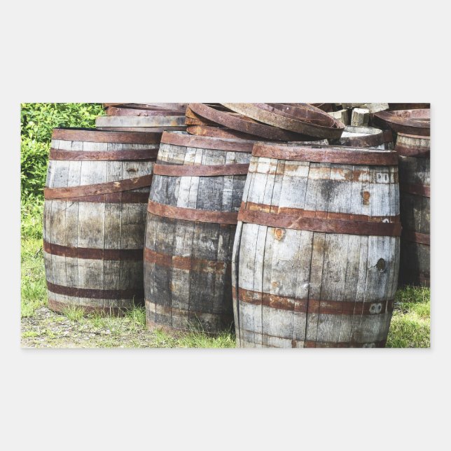 Wooden Keg Barrels Rectangular Sticker (Front)