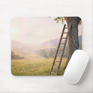 Wooden Ladder Leaning on Tree Mouse Pad