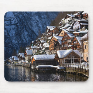 Wooden lakeside houses in Hallstatt, Austria Mouse Pad
