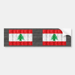 Wooden Lebanese Flag Bumper Sticker