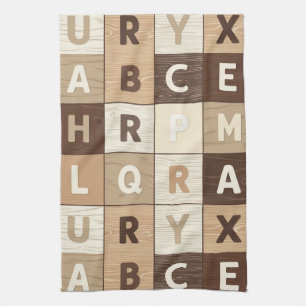 Wooden Letter Grid Tea Towel