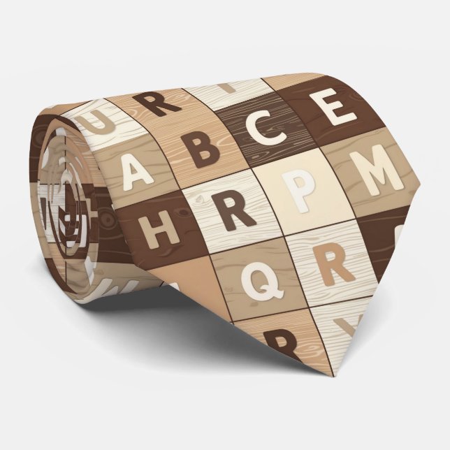 Wooden Letter Grid Tie (Rolled)