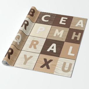 Wooden Letter Grid Wrapping Paper