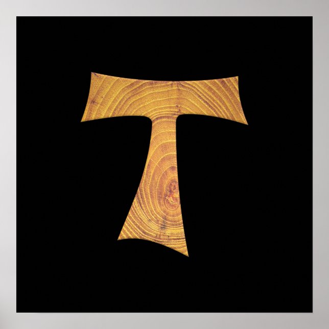 Wooden Look Franciscan Tau Cross Poster (Front)