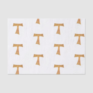 Wooden Look Franciscan Tau Cross Tissue Paper