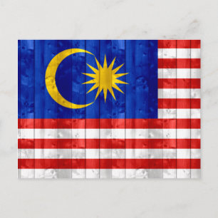 Wooden Malaysian Flag Postcard
