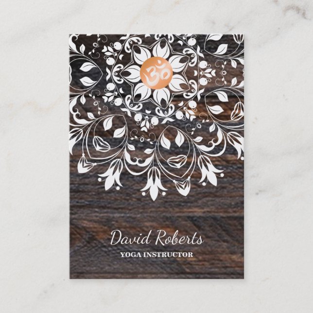 WOODEN MANDALA LOGO CUSTOMIZED YOGA INSTRUCTOR BUSINESS CARD (Front)