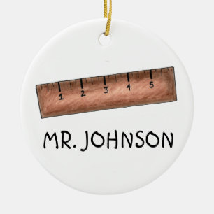 Wooden Measuring Stick School Ruler Math Teacher Ceramic Ornament