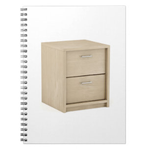 Wooden nightstand with two drawers notebook