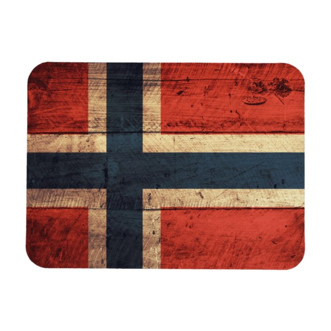 Wooden Norway Flag Magnet (Horizontal)