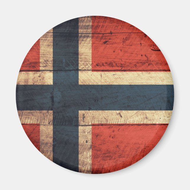 Wooden Norway Flag Magnet (Front)