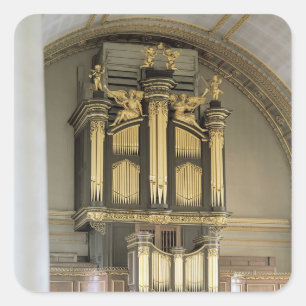 Wooden organ case, c.1685-6 square sticker