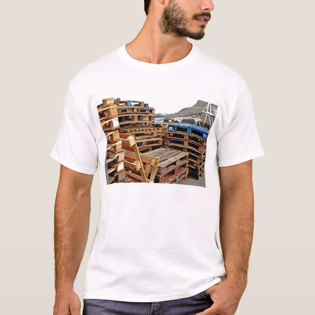 Wooden Pallets on the Dock Adult Tee Shirt White (Front)