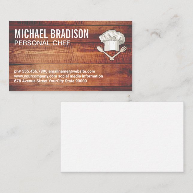 Wooden Panels | Chef Hat Tools Business Card (Front/Back)
