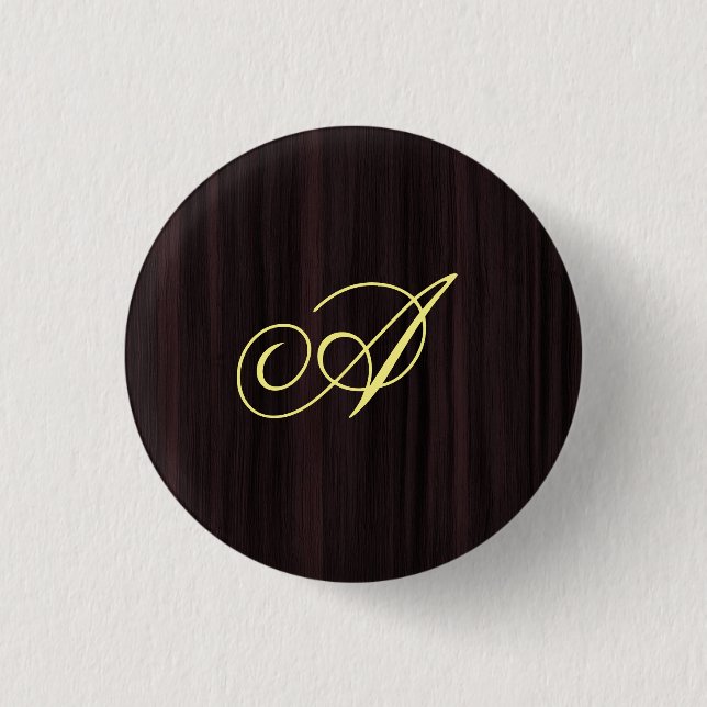 Wooden Pattern Monogram Handwritten Initials 3 Cm Round Badge (Front)