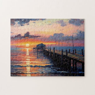 Wooden Pier At Sunset Fine Art Jigsaw Puzzle