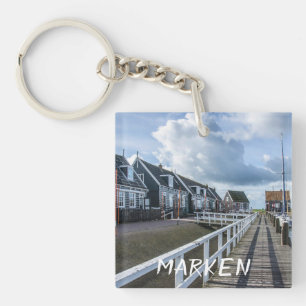 Wooden pier in Marken, Netherlands Key Ring