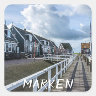 Wooden pier in Marken, Netherlands Square Sticker
