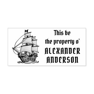 Wooden Pirate Ship Personalise Art Stamp