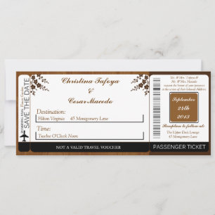 Wooden Plank Flor Boarding Pass Wedding Invitation