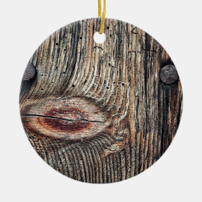 Wooden Plank Photo Dble-sided Ornament (Front)