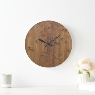 Wooden Planks, Barks, Boards, Barn Wall - Brown Large Clock