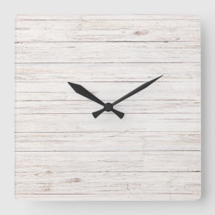 wooden planks square wall clock