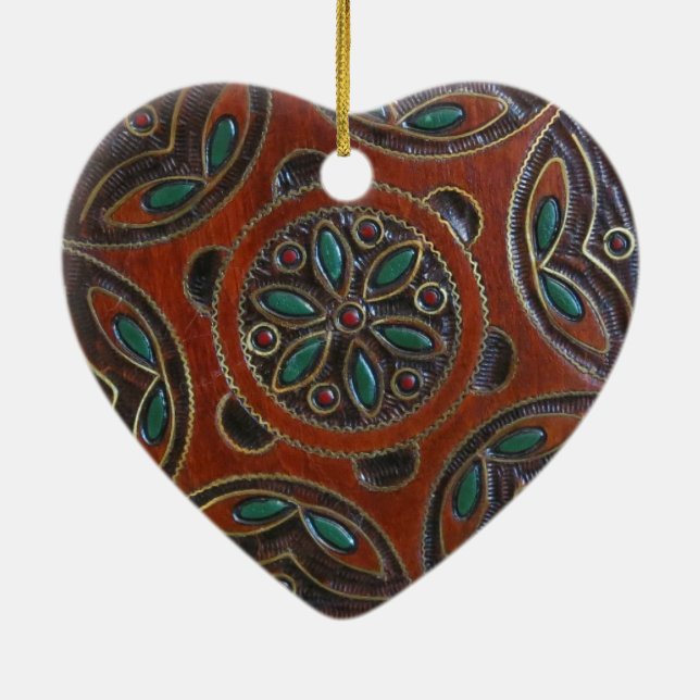 Wooden Polish Plate Design Ceramic Ornament (Back)