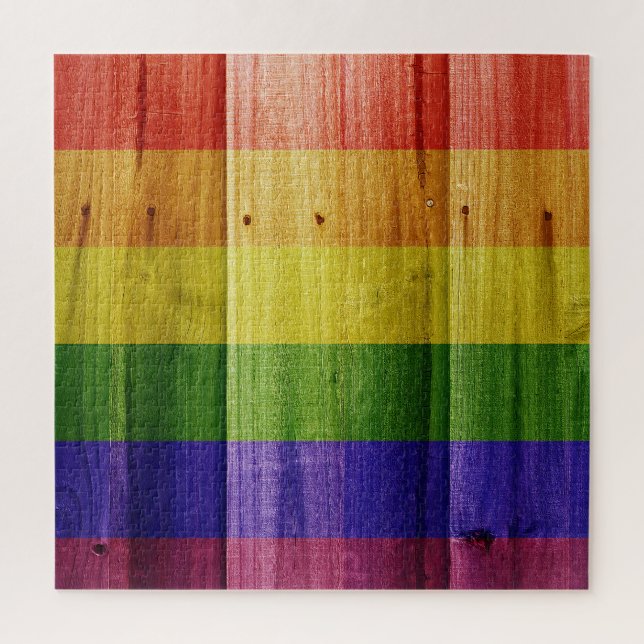 Wooden rainbow pride flag jigsaw puzzle (Vertical)