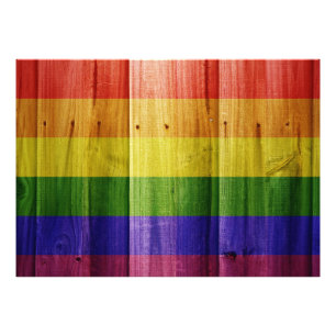 Wooden rainbow pride flag photo print