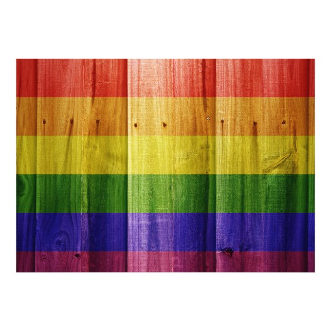 Wooden rainbow pride flag photo print (Front)