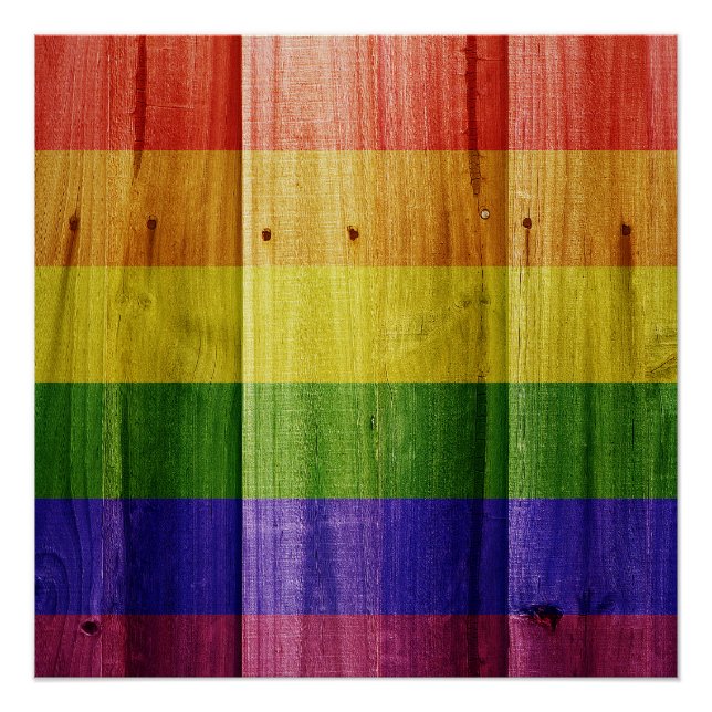 Wooden rainbow pride flag poster (Front)