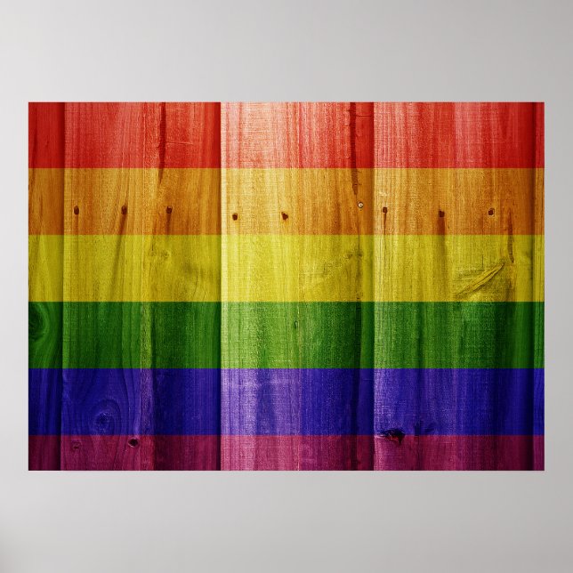 Wooden rainbow pride flag poster (Front)