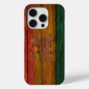 wooden reggae rasta flag lion music art iPhone 15 pro case