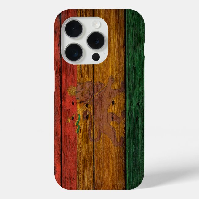 wooden reggae rasta flag lion music art Case-Mate iPhone case (Back)