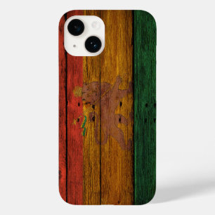 wooden reggae rasta flag lion music art Case-Mate iPhone 14 case
