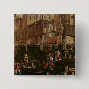 Wooden Rialto Bridge, from the Miracle of the Reli 15 Cm Square Badge