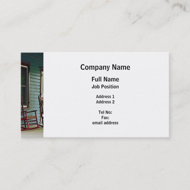 Wooden Rocking Chairs on Porch Business Card (Front)
