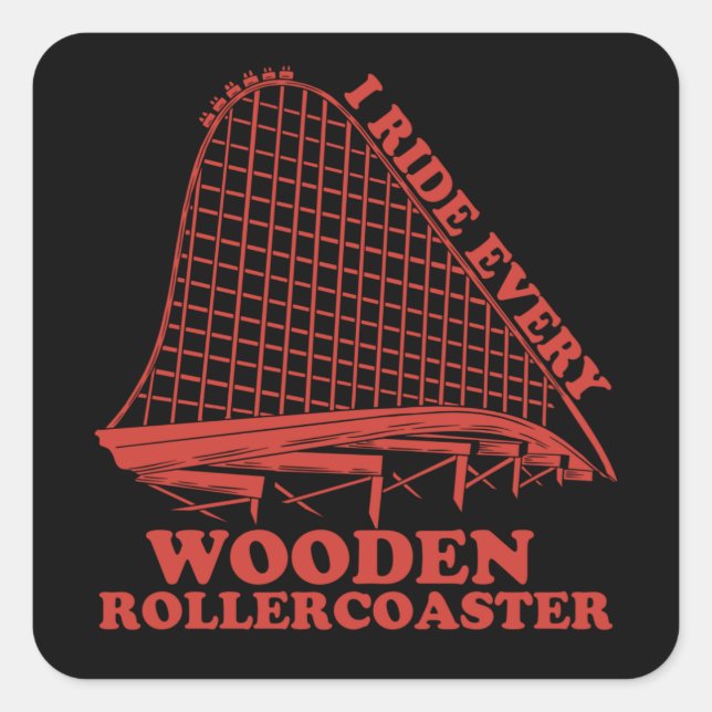 Wooden Rollercoaster Amusement Park Gift Square Sticker (Front)