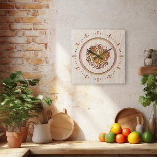 Wooden Rooster Acrylic Wall Clock