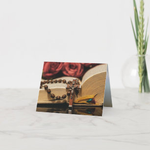Wooden Rosary with Jesus on Cross Card