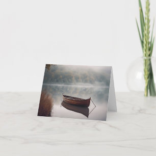 Wooden Row Boat On Misty Lake Note Card