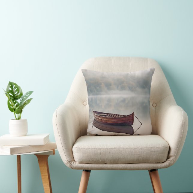 Wooden Rowboat On Calm Water Cushion (Chair)
