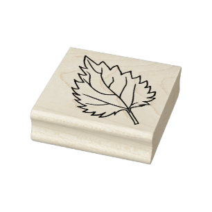 Wooden Rubber Stamp - Single Silver Birch Leaf