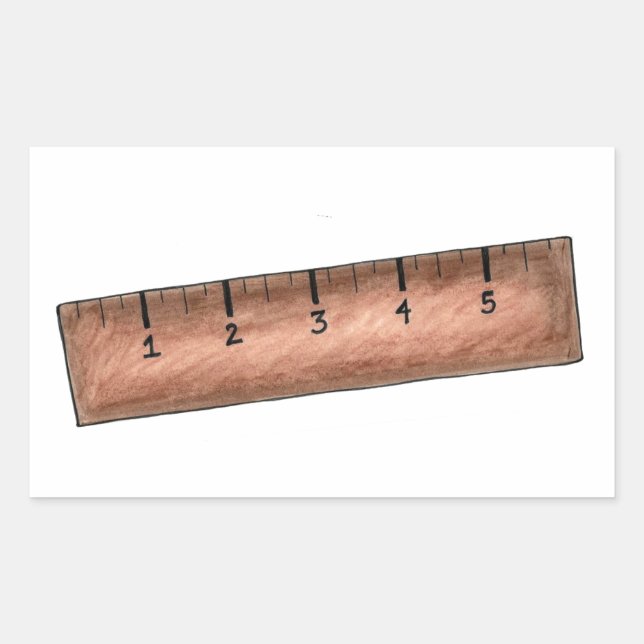 Wooden Ruler Measuring Stick School Math Teacher Rectangular Sticker (Front)